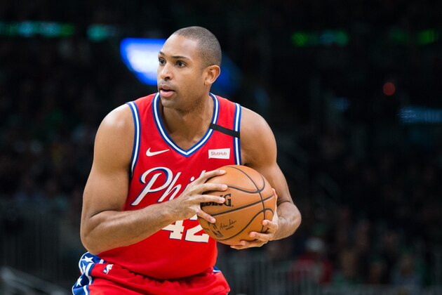 BOSTON, MA - FEBRUARY 1: Al Horford #42 of the Philadelphia 76ers handles the ball in the first half against the Boston Celtics at TD Garden on February 1, 2020 in Boston, Massachusetts. NOTE TO USER: User expressly acknowledges and agrees that, by downloading and or using this photograph, User is consenting to the terms and conditions of the Getty Images License Agreement. (Photo by Kathryn Riley/Getty Images)