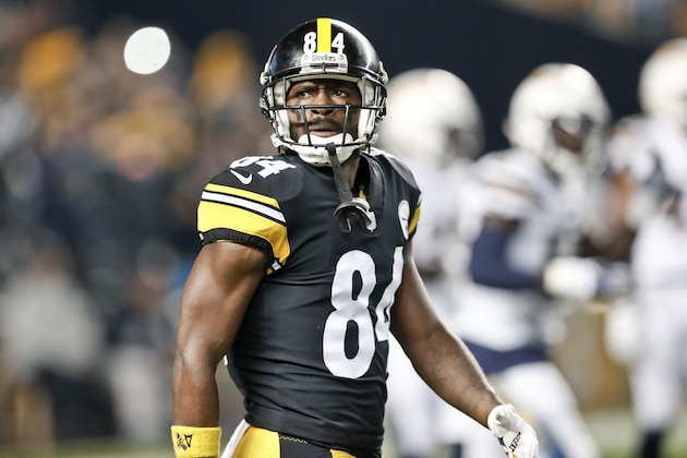 FILE - In this Dec. 2, 2018, file photo, Pittsburgh Steelers wide receiver Antonio Brown (84) plays against the Los Angeles Chargers in an NFL football game, in Pittsburgh. Antonio Brown wants out of Pittsburgh. A person with knowledge of the situation tells The Associated Press the perennial Pro Bowl wide receiver has asked the Steelers for a trade. The person spoke on the condition of anonymity because he was not permitted to publicly discuss personnel matters. Brown appeared to make his decision official in a social media post released on Instagram on Tuesday, Feb. 12, 2019. (AP Photo/Don Wright, File)