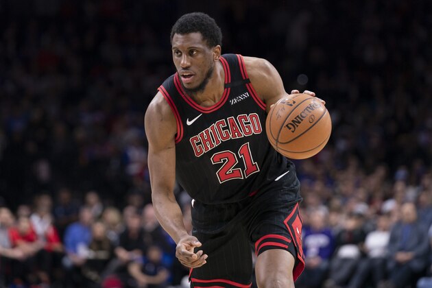 PHILADELPHIA, PA - JANUARY 17: Thaddeus Young #21 of the Chicago Bulls dribbles the ball against the Philadelphia 76ers at the Wells Fargo Center on January 17, 2020 in Philadelphia, Pennsylvania. The 76ers defeated the Bulls 100-89. NOTE TO USER: User expressly acknowledges and agrees that, by downloading and/or using this photograph, user is consenting to the terms and conditions of the Getty Images License Agreement. (Photo by Mitchell Leff/Getty Images)