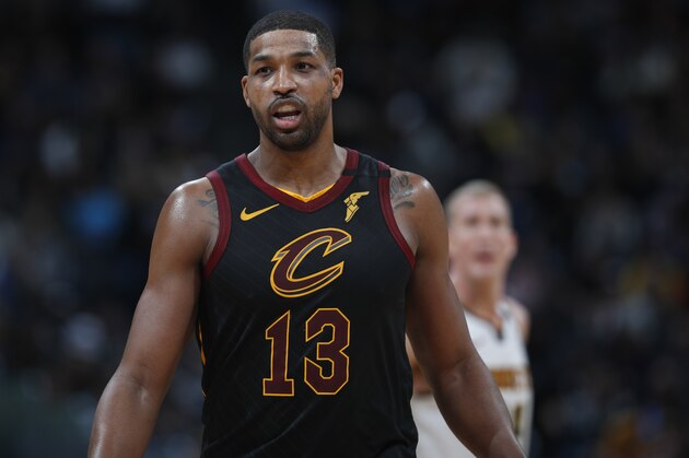Cleveland Cavaliers center Tristan Thompson (13) in the second half of an NBA basketball game Saturday, Jan. 11, 2020, in Denver. The Cavaliers won 111-103. (AP Photo/David Zalubowski) Cleveland Cavaliers center Tristan Thompson (13) in the second half of an NBA basketball game Saturday, Jan. 11, 2020, in Denver. The Cavaliers won 111-103. (AP Photo/David Zalubowski)