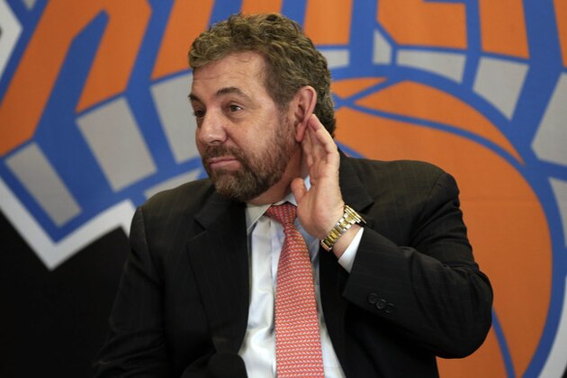 New York Knicks owner James Dolan listens to a question during a news conference for new team president Phil Jackson, at New York's Madison Square Garden, Tuesday, March 18, 2014. (AP Photo/Richard Drew) New York Knicks owner James Dolan listens to a question during a news conference for new team president Phil Jackson, at New York's Madison Square Garden, Tuesday, March 18, 2014. (AP Photo/Richard Drew)