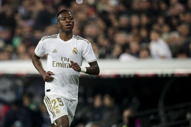 MADRID, SPAIN - FEBRUARY 6: Vinicius Junior of Real Madrid during the Spanish Copa del Rey  match between Real Madrid v Real Sociedad at the Santiago Bernabeu on February 6, 2020 in Madrid Spain (Photo by David S. Bustamante/Soccrates/Getty Images)