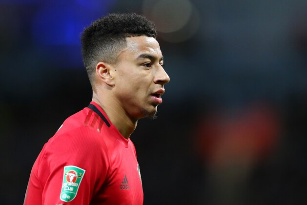 MANCHESTER, ENGLAND - JANUARY 29:  Jesse Lingard of Manchester United looks on during the Carabao Cup Semi Final match between Manchester City and Manchester United at Etihad Stadium on January 29, 2020 in Manchester, England. (Photo by Alex Livesey - Danehouse/Getty Images)