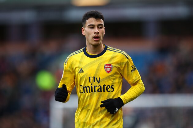 BURNLEY, ENGLAND - FEBRUARY 02: Gabriel Martinelli of Arsenal during the Premier League match between Burnley FC and Arsenal FC at Turf Moor on February 2, 2020 in Burnley, United Kingdom. (Photo by Robbie Jay Barratt - AMA/Getty Images)