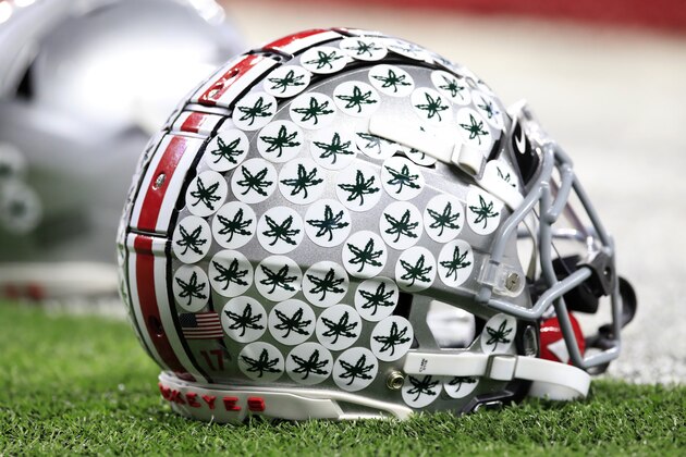 INDIANAPOLIS, INDIANA - DECEMBER 07:   Ohio State Buckeyes football helmet before the BIG Ten Football Championship Game against the Wisconsin Badgers at Lucas Oil Stadium on December 07, 2019 in Indianapolis, Indiana. (Photo by Andy Lyons/Getty Images)