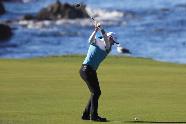 PEBBLE BEACH, CALIFORNIA - FEBRUARY 07:  Nick Taylor of Canada plays a shot on the sixth hole during the second round of the AT&T Pebble Beach Pro-Am at Pebble Beach Golf Links on February 07, 2020 in Pebble Beach, California. (Photo by Sean M. Haffey/Getty Images)