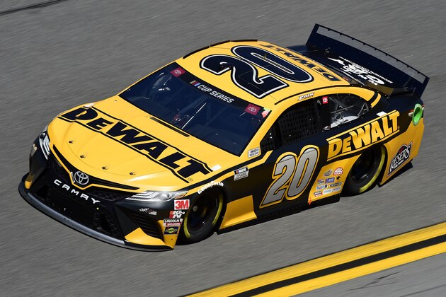 DAYTONA BEACH, FLORIDA - FEBRUARY 08: Erik Jones, driver of the #20 DEWALT Toyota, practices for the NASCAR Cup Series 62nd Annual Daytona 500 at Daytona International Speedway on February 08, 2020 in Daytona Beach, Florida. (Photo by Jared C. Tilton/Getty Images)