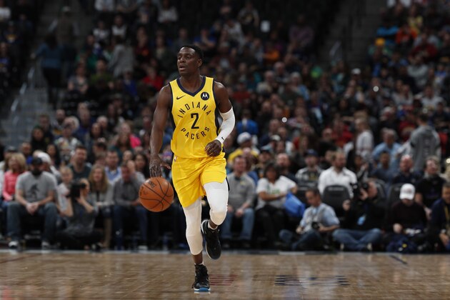 Indiana Pacers guard Darren Collison (2) in the first half of an NBA basketball game Saturday, March 16, 2019, in Denver. (AP Photo/David Zalubowski) Indiana Pacers guard Darren Collison (2) in the first half of an NBA basketball game Saturday, March 16, 2019, in Denver. (AP Photo/David Zalubowski)