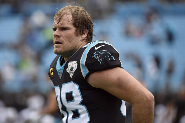 Carolina Panthers tight end Greg Olsen (88) warms up prior to an NFL football game against the New Orleans Saints in Charlotte, N.C., Sunday, Dec. 29, 2019. (AP Photo/Mike McCarn)