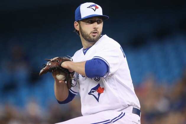 TORONTO, ON - MAY 15: Mike Bolsinger #49 of the Toronto Blue Jays delivers a pitch in the third inning during MLB game action against the Atlanta Braves at Rogers Centre on May 15, 2017 in Toronto, Canada. (Photo by Tom Szczerbowski/Getty Images)