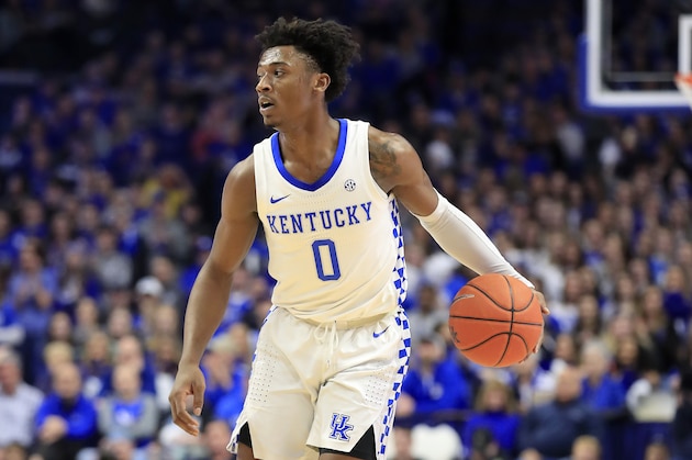 LEXINGTON, KENTUCKY - JANUARY 29:   Ashton Hagans #0 of the Kentucky Wildcats dribbles the ball against the Vanderbilt Commodores at Rupp Arena on January 29, 2020 in Lexington, Kentucky. (Photo by Andy Lyons/Getty Images)