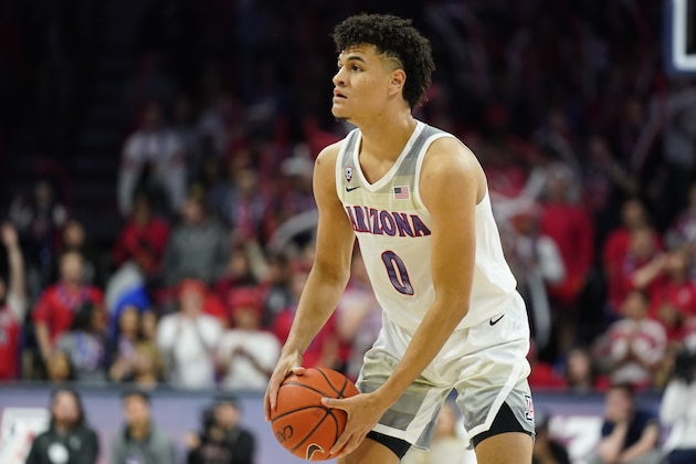 Arizona guard Josh Green (0) in the first half during an NCAA college basketball game against Southern California Thursday, Feb. 6, 2020, in Tucson, Ariz. (AP Photo/Rick Scuteri)