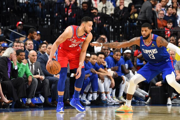 PHILADELPHIA, PA - FEBRUARY 11: Ben Simmons #25 of the Philadelphia 76ers handles the ball against the LA Clippers on February 11, 2020 at the Wells Fargo Center in Philadelphia, Pennsylvania NOTE TO USER: User expressly acknowledges and agrees that, by downloading and/or using this Photograph, user is consenting to the terms and conditions of the Getty Images License Agreement. Mandatory Copyright Notice: Copyright 2020 NBAE (Photo by Jesse D. Garrabrant/NBAE via Getty Images) PHILADELPHIA, PA - FEBRUARY 11: Ben Simmons #25 of the Philadelphia 76ers handles the ball against the LA Clippers on February 11, 2020 at the Wells Fargo Center in Philadelphia, Pennsylvania NOTE TO USER: User expressly acknowledges and agrees that, by downloading and/or using this Photograph, user is consenting to the terms and conditions of the Getty Images License Agreement. Mandatory Copyright Notice: Copyright 2020 NBAE (Photo by Jesse D. Garrabrant/NBAE via Getty Images)