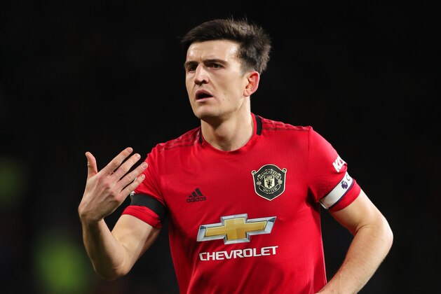 MANCHESTER, ENGLAND - FEBRUARY 01: Harry Maguire of Manchester United during the Premier League match between Manchester United and Wolverhampton Wanderers at Old Trafford on February 1, 2020 in Manchester, United Kingdom. (Photo by Matthew Ashton- AMA/Getty Images) MANCHESTER, ENGLAND - FEBRUARY 01: Harry Maguire of Manchester United during the Premier League match between Manchester United and Wolverhampton Wanderers at Old Trafford on February 1, 2020 in Manchester, United Kingdom. (Photo by Matthew Ashton- AMA/Getty Images)
