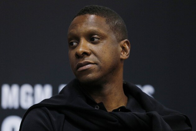 LAS VEGAS, NEVADA - JULY 10: President Masai Ujiri of the Toronto Raptors looks on during the game between the Chicago Bulls and the Charlotte Hornets during the 2019 Summer League at the Cox Pavilion on July 10, 2019 in Las Vegas, Nevada. NOTE TO USER: User expressly acknowledges and agrees that, by downloading and or using this photograph, User is consenting to the terms and conditions of the Getty Images License Agreement. (Photo by Michael Reaves/Getty Images)