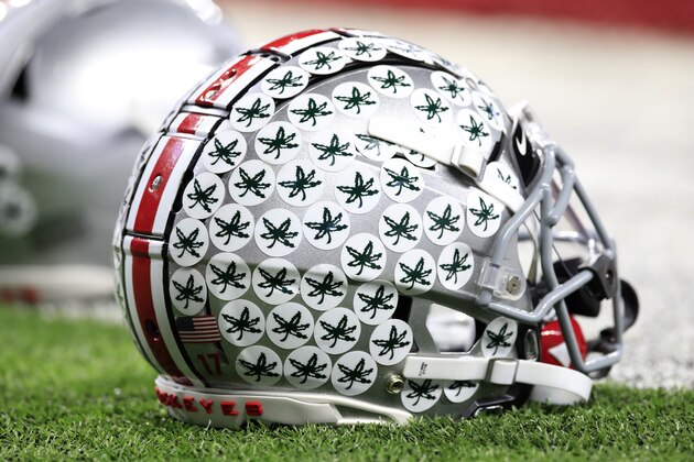 INDIANAPOLIS, INDIANA - DECEMBER 07: Ohio State Buckeyes football helmet before the BIG Ten Football Championship Game against the Wisconsin Badgers at Lucas Oil Stadium on December 07, 2019 in Indianapolis, Indiana. (Photo by Andy Lyons/Getty Images) INDIANAPOLIS, INDIANA - DECEMBER 07: Ohio State Buckeyes football helmet before the BIG Ten Football Championship Game against the Wisconsin Badgers at Lucas Oil Stadium on December 07, 2019 in Indianapolis, Indiana. (Photo by Andy Lyons/Getty Images)