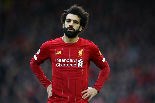LIVERPOOL, ENGLAND - FEBRUARY 01: Mohamed Salah of Liverpool looks on during the Premier League match between Liverpool FC and Southampton FC at Anfield on February 01, 2020 in Liverpool, United Kingdom. (Photo by Julian Finney/Getty Images)