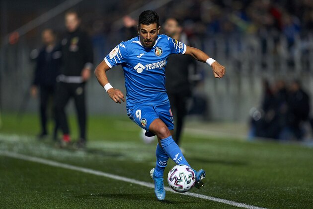 BADALONA, SPAIN - JANUARY 11:  Angel Rodriguez of Getafe with the ball during the Copa del Rey First Round match between CF Badalona and Getafe at Municipal de Badalona on January 11, 2020 in Badalona, Spain. (Photo by Quality Sport Images/Getty Images)