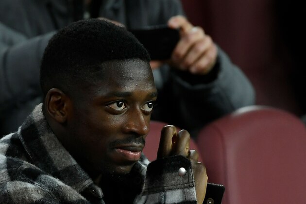 Barcelona's French forward Ousmane Dembele looks on during the Spanish league football match be tween FC Barcelona and Levante UD at the Camp Nou stadium in Barcelona, on February 2, 2020. (Photo by LLUIS GENE / AFP) (Photo by LLUIS GENE/AFP via Getty Images)
