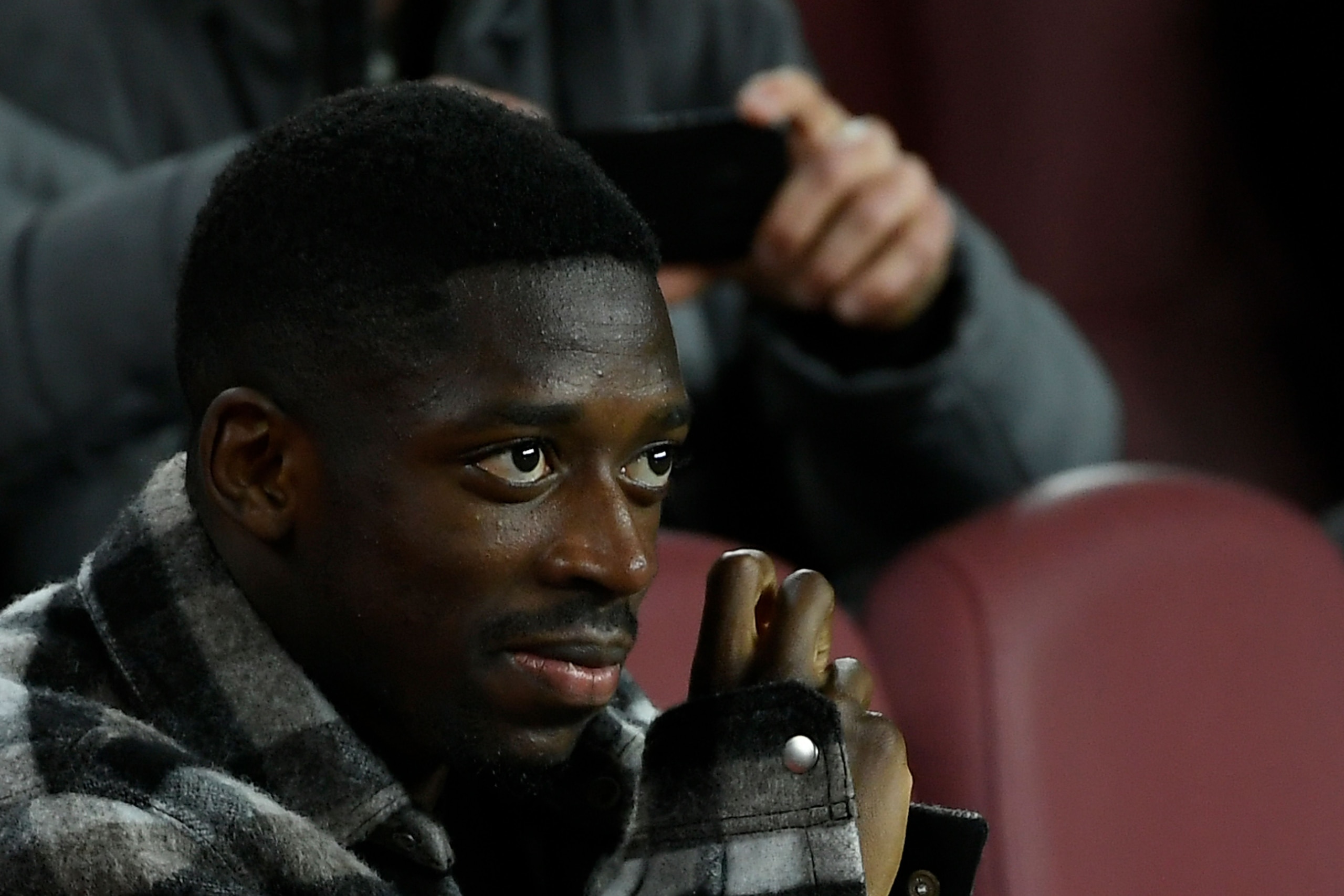 Barcelona's French forward Ousmane Dembele looks on during the Spanish league football match be tween FC Barcelona and Levante UD at the Camp Nou stadium in Barcelona, on February 2, 2020. (Photo by LLUIS GENE / AFP) (Photo by LLUIS GENE/AFP via Getty Images)