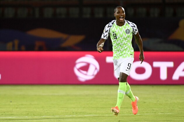 Nigeria's forward Odion Ighalo celebrates after scoring a goal during the 2019 Africa Cup of Nations (CAN) third place play-off football match between Tunisia and Nigeria at the Al Salam stadium in Cairo on July 17, 2019. (Photo by Khaled DESOUKI / AFP)        (Photo credit should read KHALED DESOUKI/AFP via Getty Images)