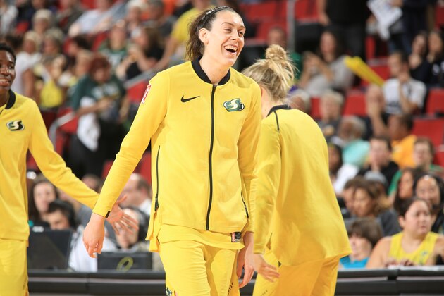 SEATTLE, WA - SEPTEMBER 4: Breanna Stewart #30 of the Seattle Storm warms up before the game against the Phoenix Mercury during Game Five of the 2018 WNBA Playoffs on September 4, 2018 at Key Arena in Seattle, Washington. NOTE TO USER: User expressly acknowledges and agrees that, by downloading and/or using this Photograph, user is consenting to the terms and conditions of Getty Images License Agreement. Mandatory Copyright Notice: Copyright 2018 NBAE (Photo by Joshua Huston/NBAE via Getty Images)