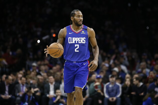 Los Angeles Clippers' Kawhi Leonard plays during an NBA basketball game against the Philadelphia 76ers, Tuesday, Feb. 11, 2020, in Philadelphia. (AP Photo/Matt Slocum) Los Angeles Clippers' Kawhi Leonard plays during an NBA basketball game against the Philadelphia 76ers, Tuesday, Feb. 11, 2020, in Philadelphia. (AP Photo/Matt Slocum)