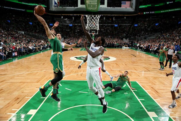 BOSTON, MA -  FEBRUARY 13: Jayson Tatum #0 of the Boston Celtics goes up for a dunk during a game against the LA Clippers on February 13, 2020 at TD Garden in Boston, MA. NOTE TO USER: User expressly acknowledges and agrees that, by downloading and or using this Photograph, user is consenting to the terms and conditions of the Getty Images License Agreement. Mandatory Copyright Notice: Copyright 2020 NBAE (Photo by Ned Dishman/NBAE via Getty Images)