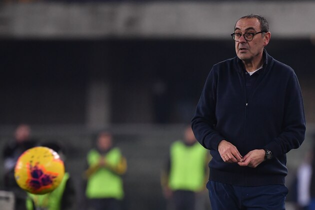Juventus' coach Maurizio Sarri from Italy looks on during the Italian Serie A football match Hellas Verona vs Juventus on February 8, 2020, at the Marcantonio Bentegodi stadium in Verona. (Photo by MARCO BERTORELLO / AFP) (Photo by MARCO BERTORELLO/AFP via Getty Images) Juventus' coach Maurizio Sarri from Italy looks on during the Italian Serie A football match Hellas Verona vs Juventus on February 8, 2020, at the Marcantonio Bentegodi stadium in Verona. (Photo by MARCO BERTORELLO / AFP) (Photo by MARCO BERTORELLO/AFP via Getty Images)