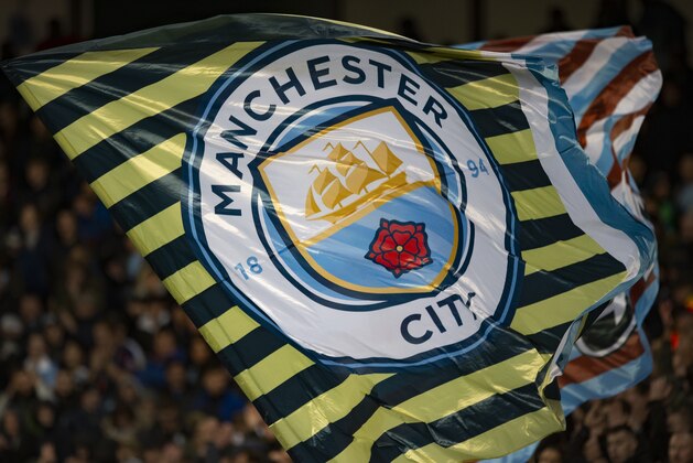 MANCHESTER, ENGLAND - OCTOBER 01: A Manchester City flag waves during the UEFA Champions League group C match between Manchester City and Dinamo Zagreb at Etihad Stadium on October 01, 2019 in Manchester, United Kingdom. (Photo by Visionhaus)