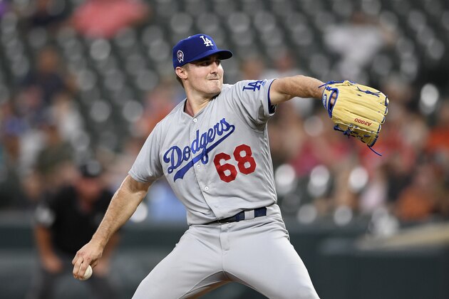 Los Angeles Dodgers starting pitcher Ross Stripling delivers a pitch during a baseball game against the Baltimore Orioles, Wednesday, Sept. 11, 2019, in Baltimore. (AP Photo/Nick Wass)