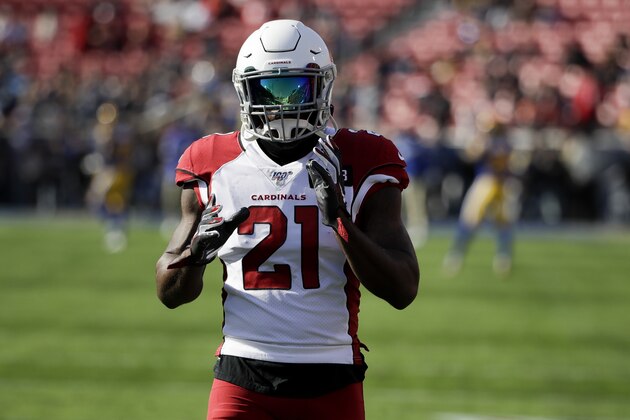 Arizona Cardinals cornerback Patrick Peterson warms up before an NFL football game against the Los Angeles Rams Sunday, Dec. 29, 2019, in Los Angeles. (AP Photo/Marcio Jose Sanchez)