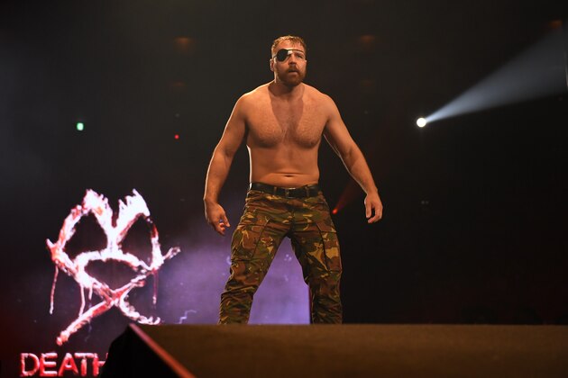 OSAKA, JAPAN - FEBRUARY 09: Jon Moxley reacts during the New Japan Pro-Wrestling 'The New Beginning in Osaka' at Osaka-Jo Hall on February 09, 2020 in Osaka, Japan. (Photo by Etsuo Hara/Getty Images)