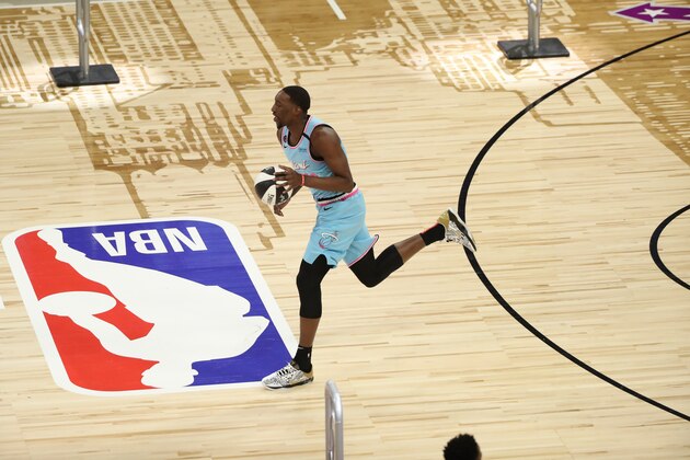 CHICAGO, IL - FEBRUARY 15: Bam Adebayo #13 of the Miami Heat handles the ball during the 2020 NBA All-Star - Taco Bell Skills Challenge on February 15, 2020 at the United Center in Chicago, Illinois. NOTE TO USER: User expressly acknowledges and agrees that, by downloading and or using this photograph, User is consenting to the terms and conditions of the Getty Images License Agreement. Mandatory Copyright Notice: Copyright 2020 NBAE (Photo by Joe Murphy/NBAE via Getty Images)