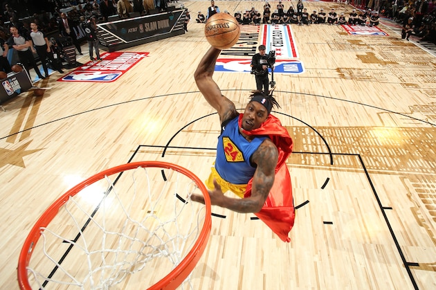 CHICAGO, IL - FEBRUARY 15: Dwight Howard #39 of the Los Angeles Lakers dunks the ball during the 2020 NBA All-Star - AT&T Slam Dunk on February 15, 2020 at the United Center in Chicago, Illinois. NOTE TO USER: User expressly acknowledges and agrees that, by downloading and or using this photograph, User is consenting to the terms and conditions of the Getty Images License Agreement. Mandatory Copyright Notice: Copyright 2020 NBAE (Photo by Nathaniel S. Butler/NBAE via Getty Images)