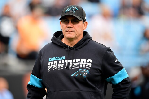 CHARLOTTE, NORTH CAROLINA - DECEMBER 01: Head coach Ron Rivera of the Carolina Panthers before their game against the Washington Redskins at Bank of America Stadium on December 01, 2019 in Charlotte, North Carolina. (Photo by Jacob Kupferman/Getty Images)