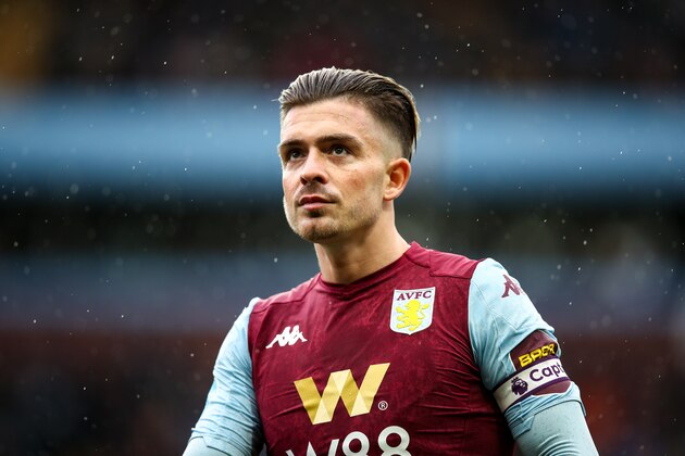 BIRMINGHAM, ENGLAND - FEBRUARY 16: Jack Grealish of Aston Villa during the Premier League match between Aston Villa and Tottenham Hotspur at Villa Park on February 16, 2020 in Birmingham, United Kingdom. (Photo by Robbie Jay Barratt - AMA/Getty Images)