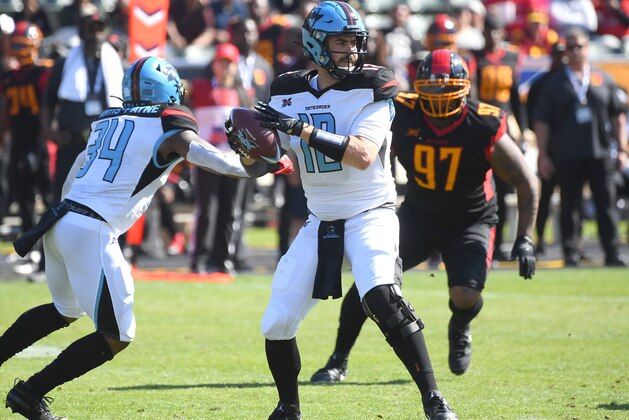 CARSON, CA - FEBRUARY 16: Quarterback Landry Jones #12 of the Dallas Renegades sets to pass in the first half of the XFL game against the Los Angeles Wildcats at Dignity Health Sports Park on February 16, 2020 in Carson, California. (Photo by Jayne Kamin-Oncea/Getty Images)