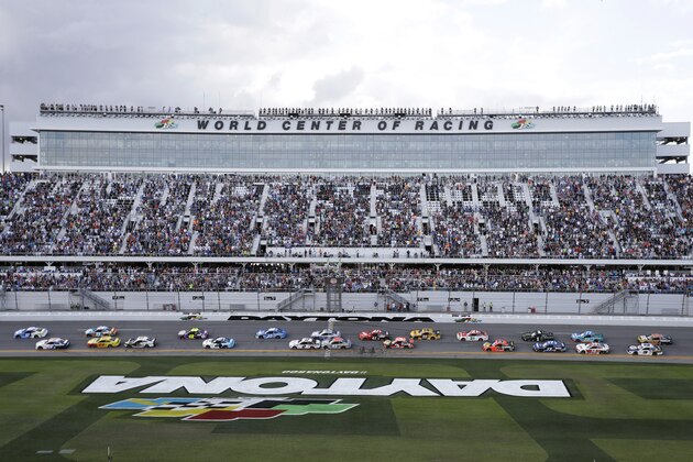 Drivers take the green flag to start NASCAR Daytona 500 auto race Sunday, Feb. 16, 2020, at Daytona International Speedway in Daytona Beach, Fla. (AP Photo/Chris O'Meara)