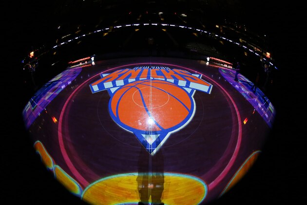 NEW YORK, NY - DECEMBER 4:  A general view of the New York Knicks logo before a game against the Sacramento Kings on December 4, 2016 at Madison Square Garden in New York City, New York. NOTE TO USER: User expressly acknowledges and agrees that, by downloading and/or using this photograph, user is consenting to the terms and conditions of the Getty Images License Agreement. Mandatory Copyright Notice: Copyright 2016 NBAE (Photo by Nathaniel S. Butler/NBAE via Getty Images)