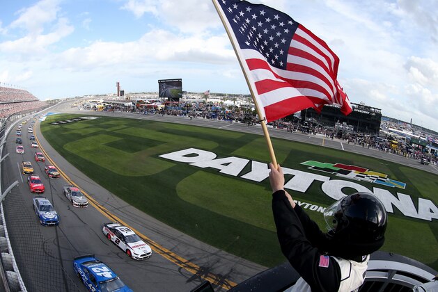 DAYTONA BEACH, FLORIDA - FEBRUARY 16: General view of cars during a parade lap before the start of the NASCAR Cup Series 62nd Annual Daytona 500 at Daytona International Speedway on February 16, 2020 in Daytona Beach, Florida. (Photo by Brian Lawdermilk/Getty Images)