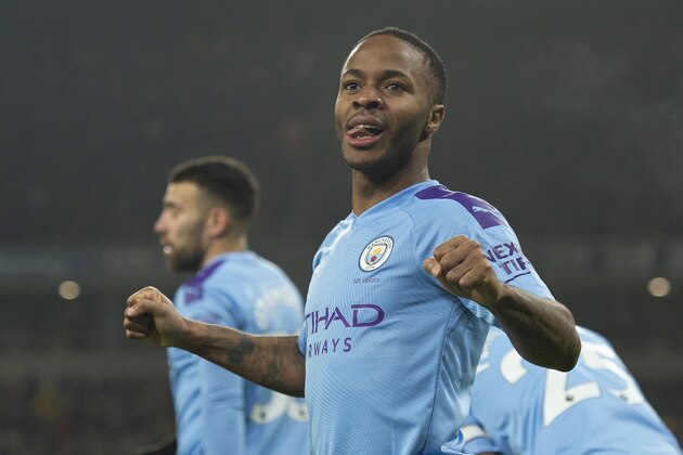 WOLVERHAMPTON, ENGLAND - DECEMBER 27: Raheem Sterling of Manchester City celebrates scoring his second goal during the Premier League match between Wolverhampton Wanderers and Manchester City at Molineux on December 27, 2019 in Wolverhampton, United Kingdom. (Photo by Visionhaus) WOLVERHAMPTON, ENGLAND - DECEMBER 27: Raheem Sterling of Manchester City celebrates scoring his second goal during the Premier League match between Wolverhampton Wanderers and Manchester City at Molineux on December 27, 2019 in Wolverhampton, United Kingdom. (Photo by Visionhaus)