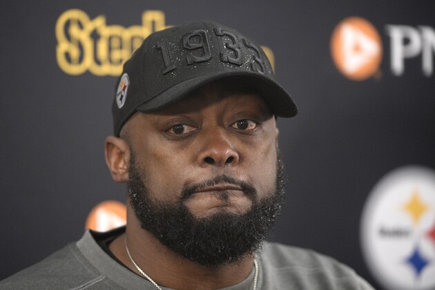 Pittsburgh Steelers head coach Mike Tomlin speaks to reporters after an NFL football game against the Baltimore Ravens, Sunday, Dec. 29, 2019, in Baltimore. The Ravens won 28-10. (AP Photo/Nick Wass)