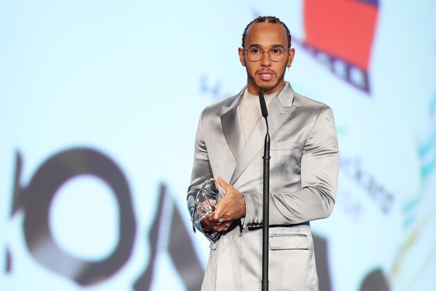 BERLIN, GERMANY - FEBRUARY 17: Laureus World Sportsman of the Year British F1 driver Lewis Hamilton poses with his award during the 2020 Laureus World Sports Awards at Verti Music Hall on February 17, 2020 in Berlin, Germany. (Photo by Andreas Rentz/Getty Images for Laureus)