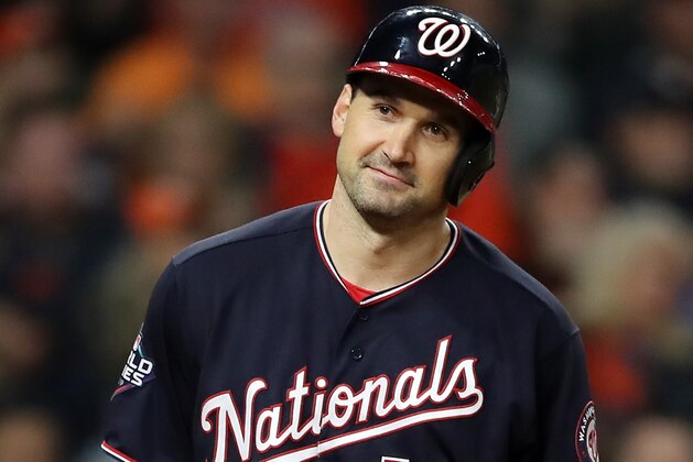 HOUSTON, TEXAS - OCTOBER 30: Ryan Zimmerman #11 of the Washington Nationals reacts after flying out against the Houston Astros during the fifth inning in Game Seven of the 2019 World Series at Minute Maid Park on October 30, 2019 in Houston, Texas. (Photo by Elsa/Getty Images) HOUSTON, TEXAS - OCTOBER 30: Ryan Zimmerman #11 of the Washington Nationals reacts after flying out against the Houston Astros during the fifth inning in Game Seven of the 2019 World Series at Minute Maid Park on October 30, 2019 in Houston, Texas. (Photo by Elsa/Getty Images)
