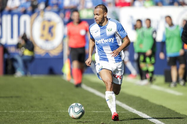MADRID, SPAIN - FEBRUARY 16: Martin Braithwaite of Leganes during the La Liga Santander  match between Leganes v Real Betis Sevilla at the Estadio Municipal de Butarque on February 16, 2020 in Madrid Spain (Photo by David S. Bustamante/Soccrates/Getty Images)