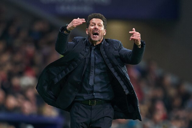 MADRID, SPAIN - FEBRUARY 18: Diego Pablo Simeone, head coach  of Atletico de Madrid celebrates the victory after  the UEFA Champions League round of 16 first leg match between Atletico Madrid and Liverpool FC at Wanda Metropolitano on February 18, 2020 in Madrid, Spain. (Photo by Mateo Villalba/Quality Sport Images/Getty Images)
