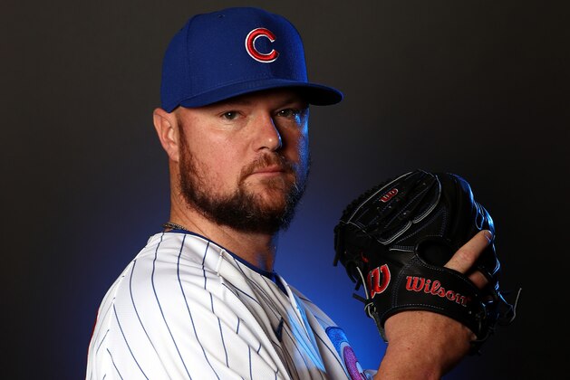 MESA, ARIZONA - FEBRUARY 18:  Pitcher Jon Lester #34 of the Chicago Cubs poses during Chicago Cubs Photo Day on February 18, 2020 in Mesa, Arizona. (Photo by Jamie Squire/Getty Images)