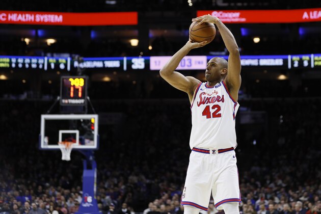 Philadelphia 76ers' Al Horford plays during an NBA basketball game against the Memphis Grizzlies, Friday, Feb. 7, 2020, in Philadelphia. (AP Photo/Matt Slocum)