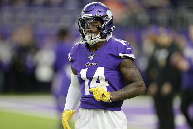 Minnesota Vikings wide receiver Stefon Diggs runs on the field before an NFL football game against the Chicago Bears, Sunday, Dec. 29, 2019, in Minneapolis. (AP Photo/Andy Clayton-King)